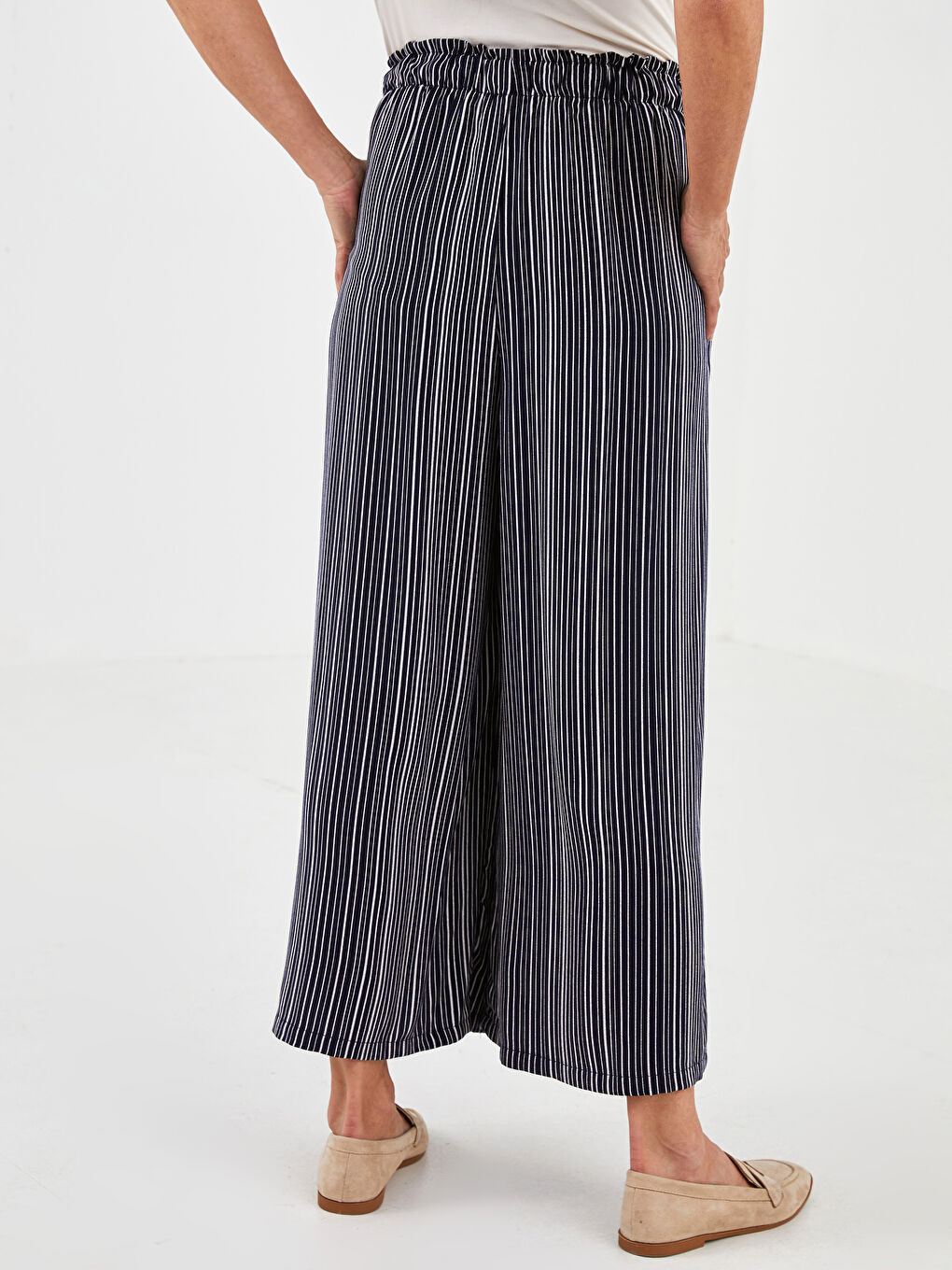 әйелдерге арналған белмандо матасы жолақты қалтасы бар белдемше шалбар-5