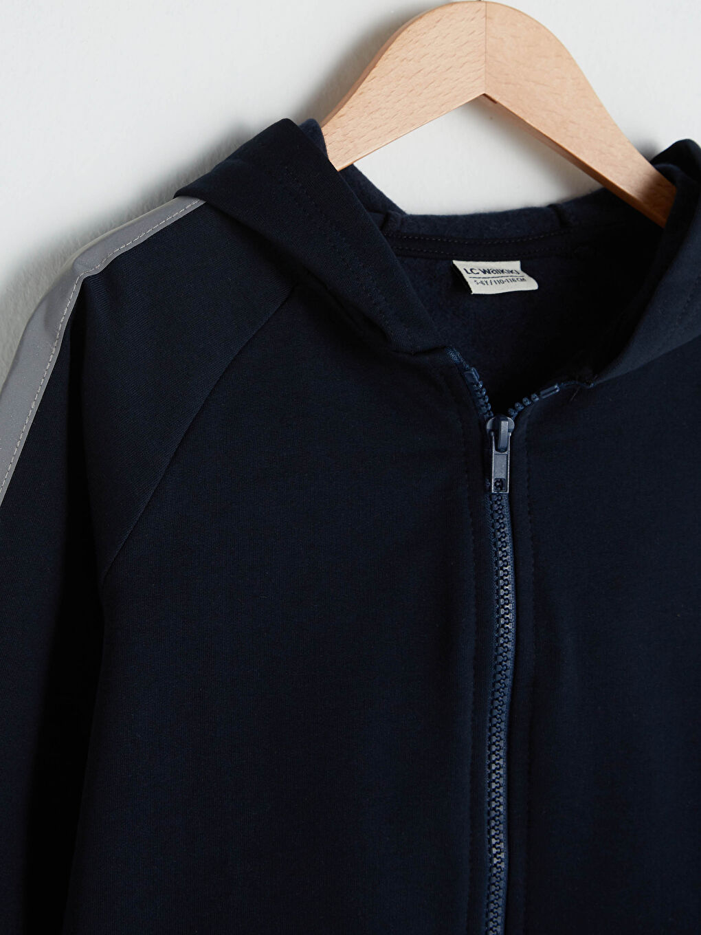 Lacivert Kapüşonlu Uzun Kollu Erkek Çocuk Fermuarlı Sweatshirt-1