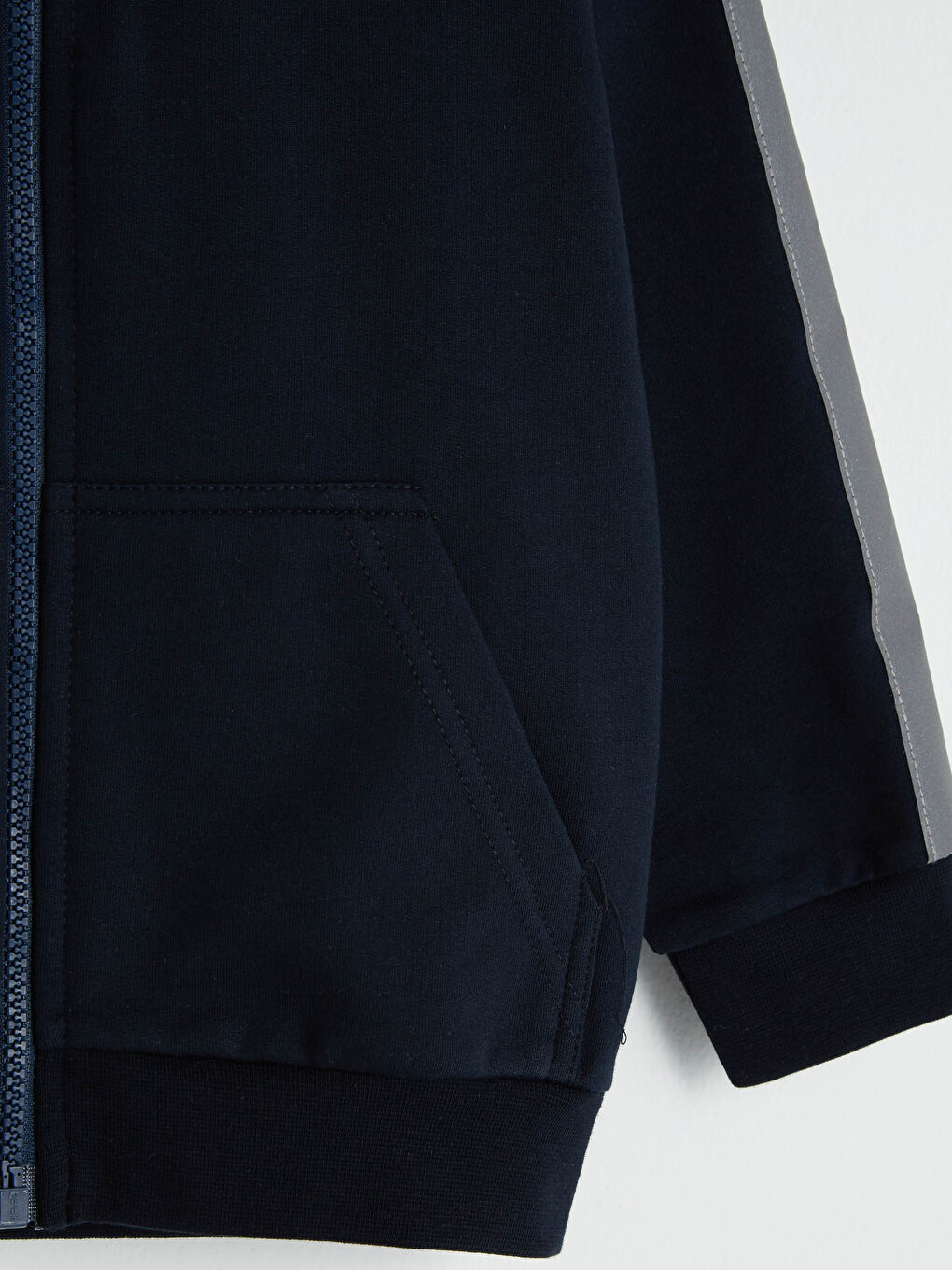 Lacivert Kapüşonlu Uzun Kollu Erkek Çocuk Fermuarlı Sweatshirt-2