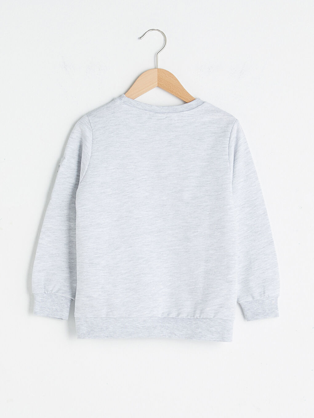 Gri Bisiklet Yaka Baskılı Uzun Kollu Erkek Çocuk Sweatshirt-1