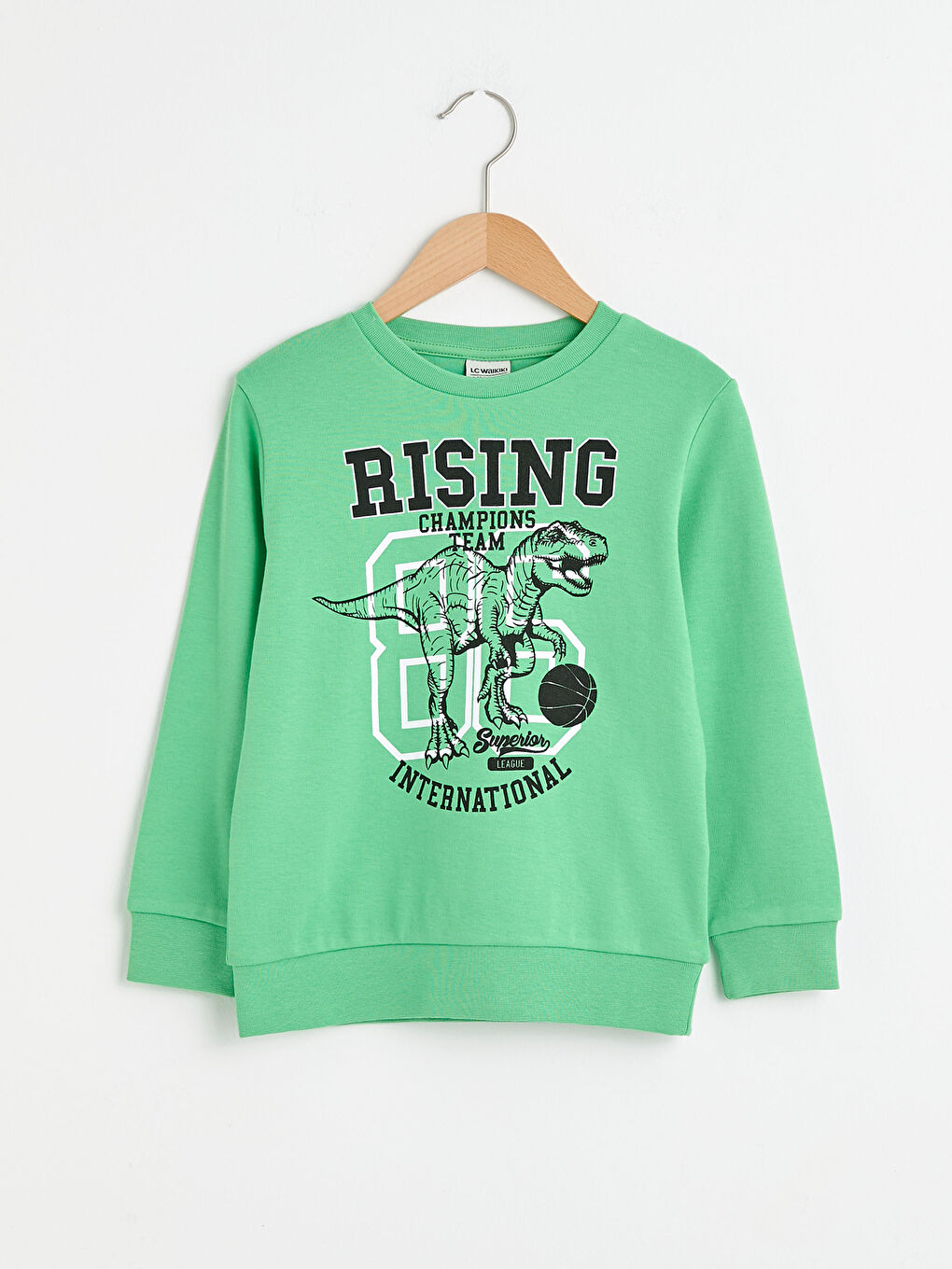 Yeşil Bisiklet Yaka Baskılı Uzun Kollu Erkek Çocuk Sweatshirt