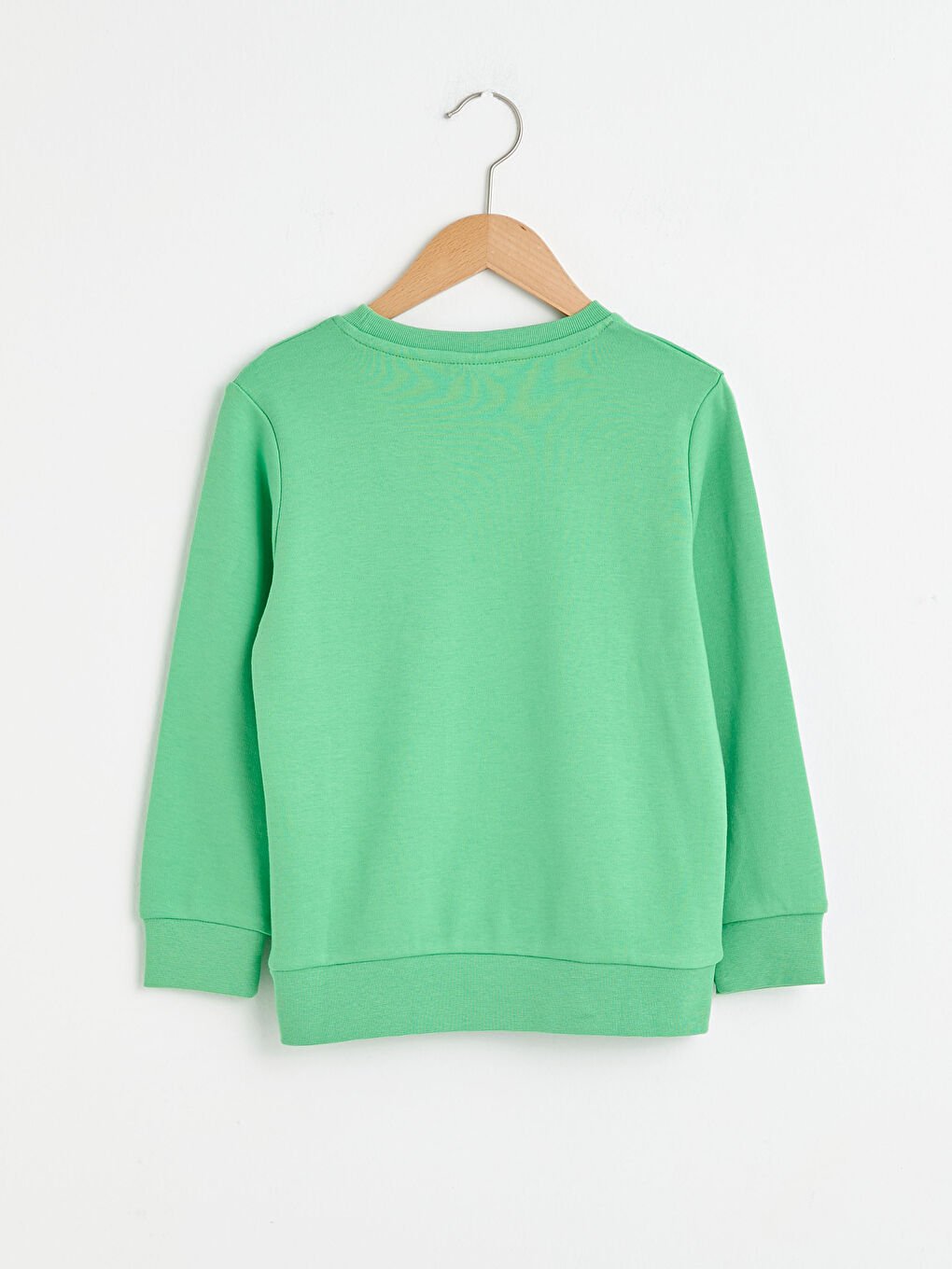 Yeşil Bisiklet Yaka Baskılı Uzun Kollu Erkek Çocuk Sweatshirt-1