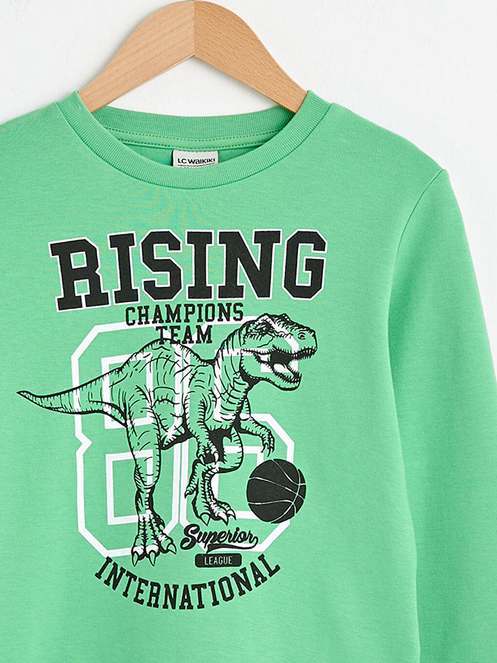 Yeşil Bisiklet Yaka Baskılı Uzun Kollu Erkek Çocuk Sweatshirt-2