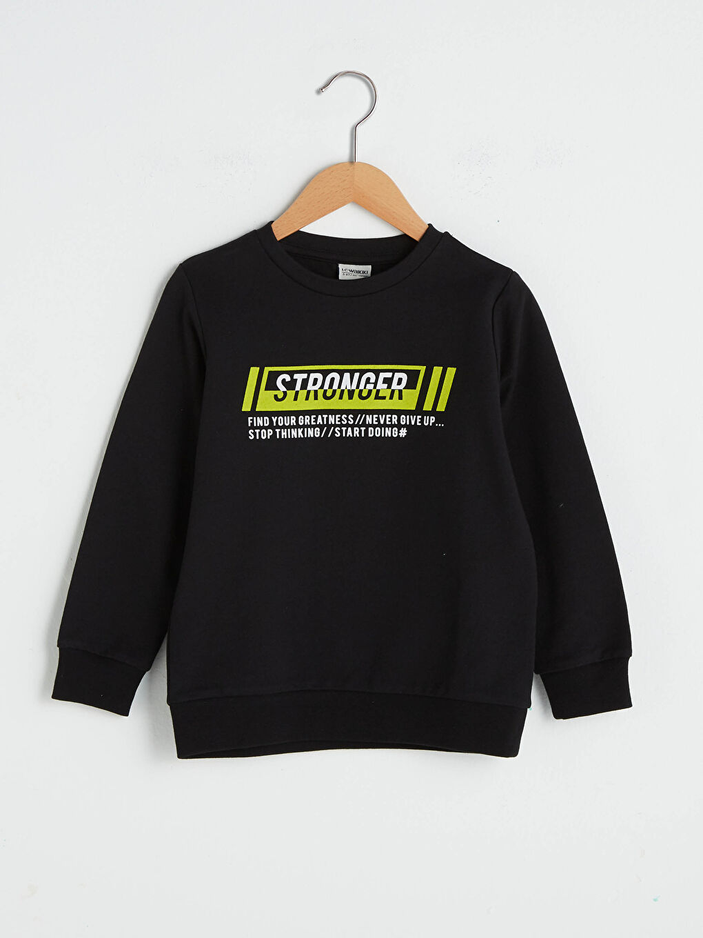 Siyah Bisiklet Yaka Baskılı Uzun Kollu Erkek Çocuk Sweatshirt