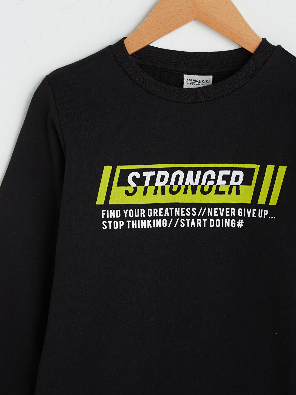 Siyah Bisiklet Yaka Baskılı Uzun Kollu Erkek Çocuk Sweatshirt-2