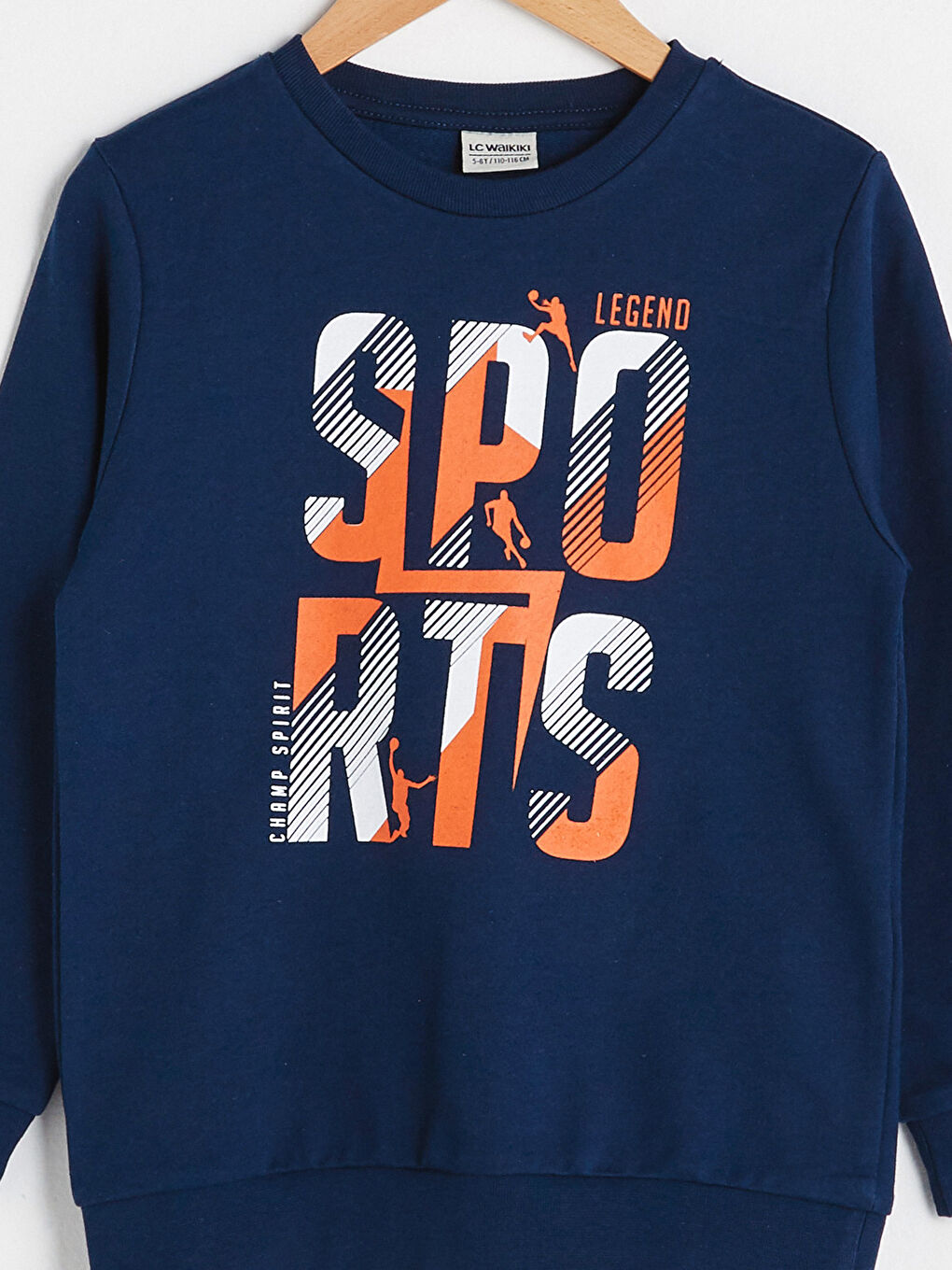 Lacivert Bisiklet Yaka Baskılı Uzun Kollu Erkek Çocuk Sweatshirt-2