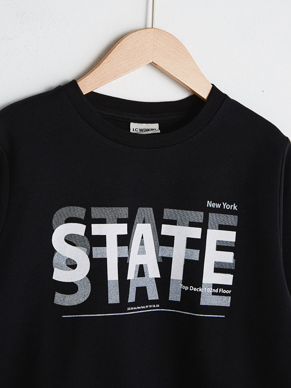 Siyah Bisiklet Yaka Baskılı Uzun Kollu Erkek Çocuk Sweatshirt-2