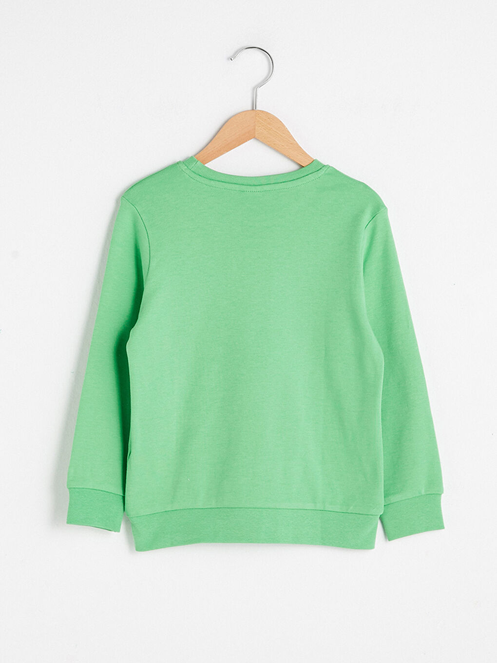 Yeşil Bisiklet Yaka Baskılı Uzun Kollu Erkek Çocuk Sweatshirt-1