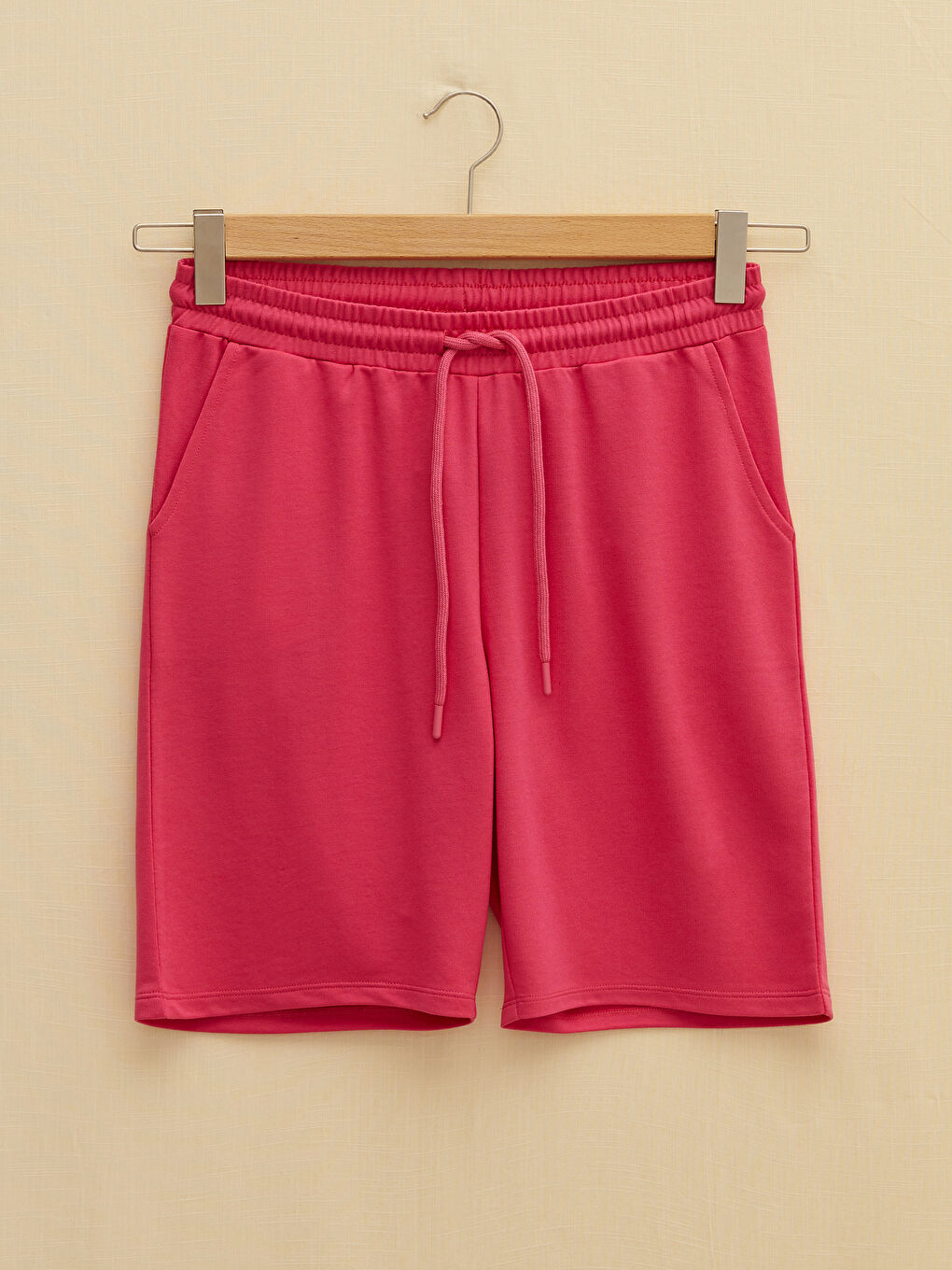 Fuşya Beli Lastikli Cep Detaylı Kadın Şort-5