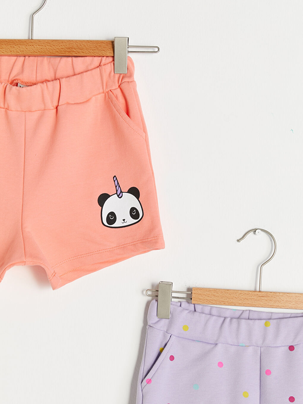 Mercan Beli Lastikli Baskılı Kız Çocuk Şort 2'li-2