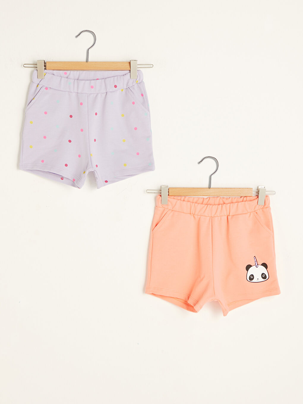 Mercan Beli Lastikli Baskılı Kız Çocuk Şort 2'li