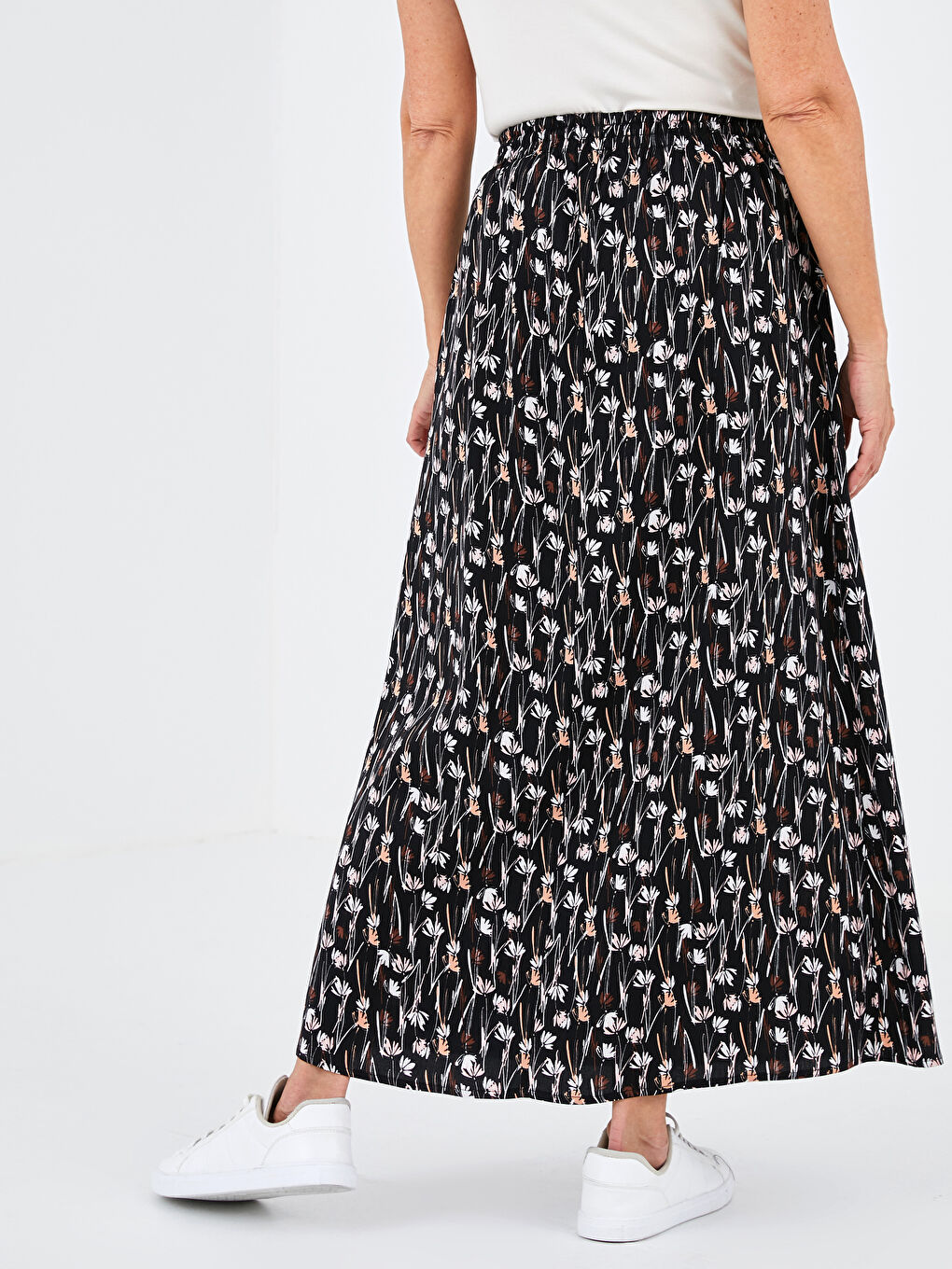 Elastic Waist Patterned A-Cut Belmando Fabric Women's Skirt -S1H404Z8-LQJ