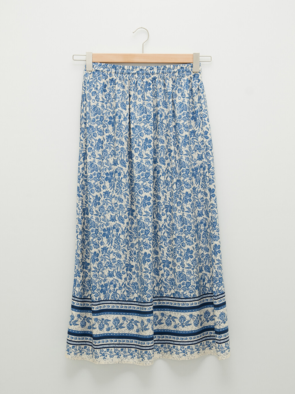 Elastic Waist Patterned A-cut Belmando Fabric Women's Skirt-7