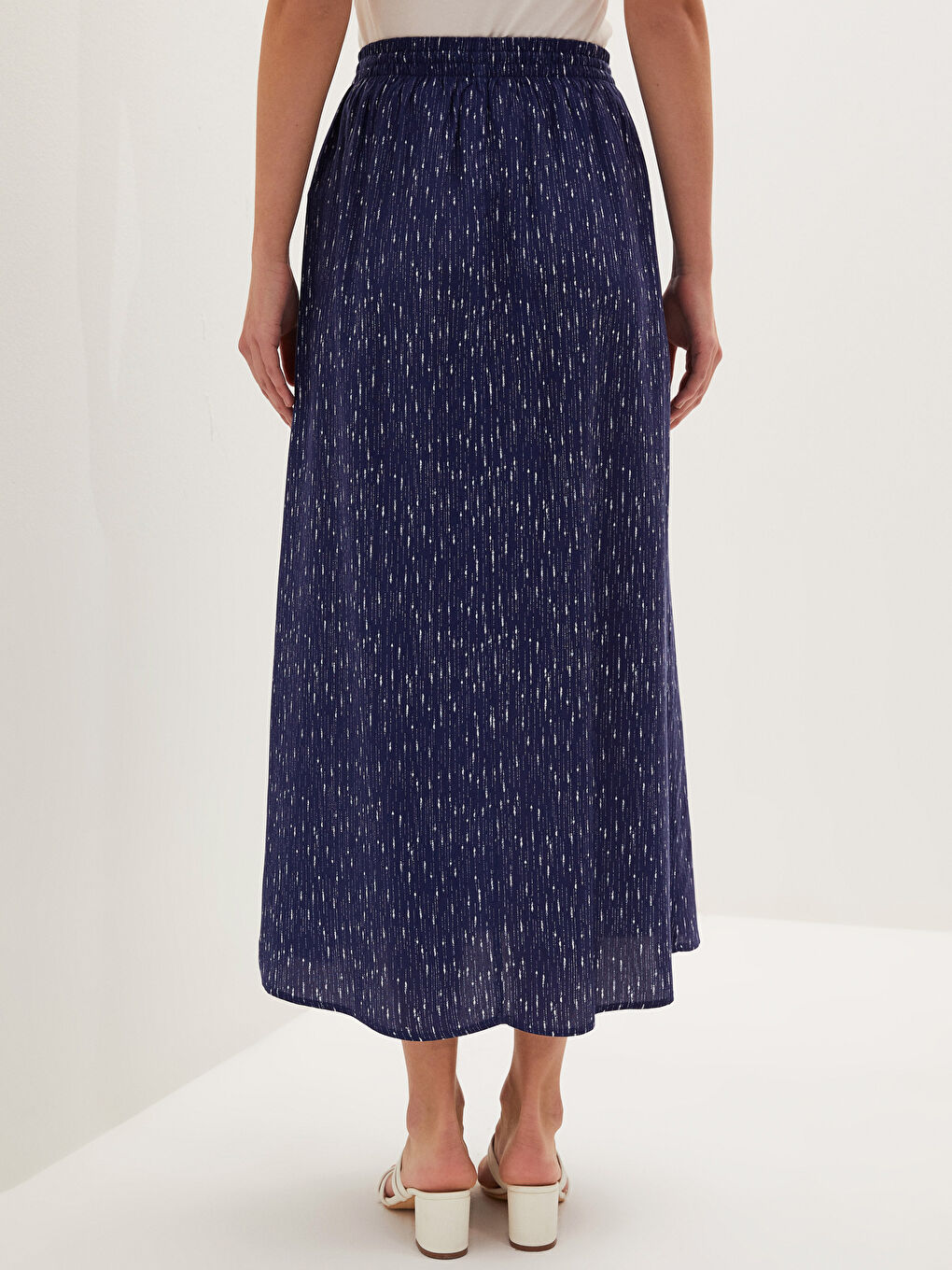 Elastic Waist Patterned A-Cut Belmando Fabric Women's Skirt-3