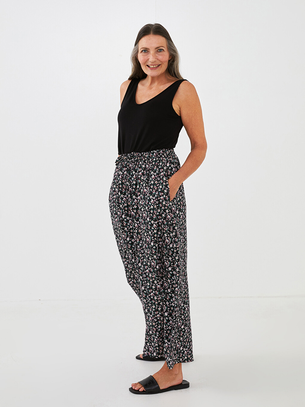 Elastic Waist Patterned A-cut Belmando Fabric Women's Skirt