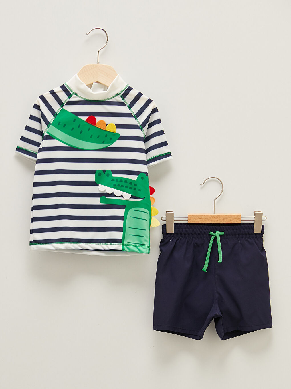 Elastic Fabric Short Sleeve Printed Baby Boy Swimming Suit