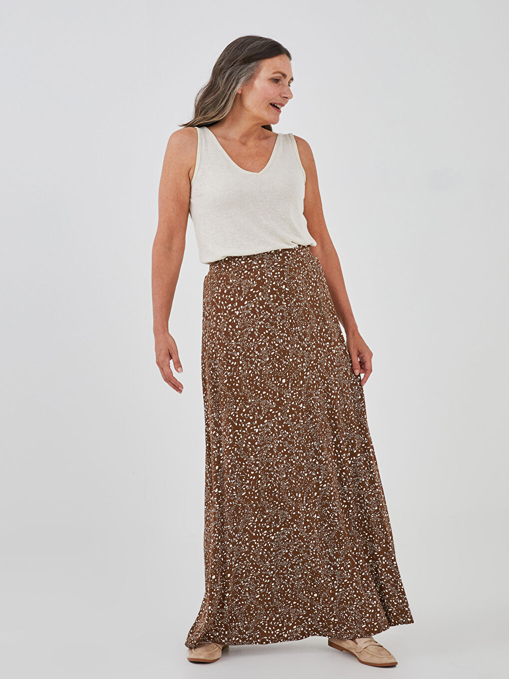 Elastic Waist Patterned A-Line Women's Skirt-1