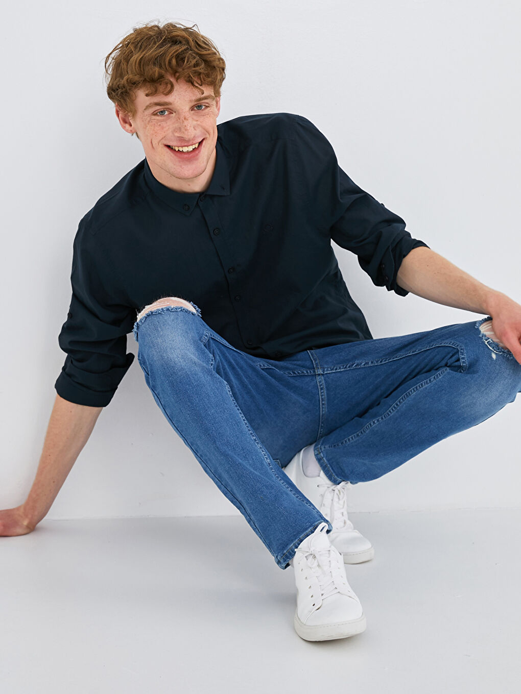 Slim Fit Long Sleeve Men's Shirt-1