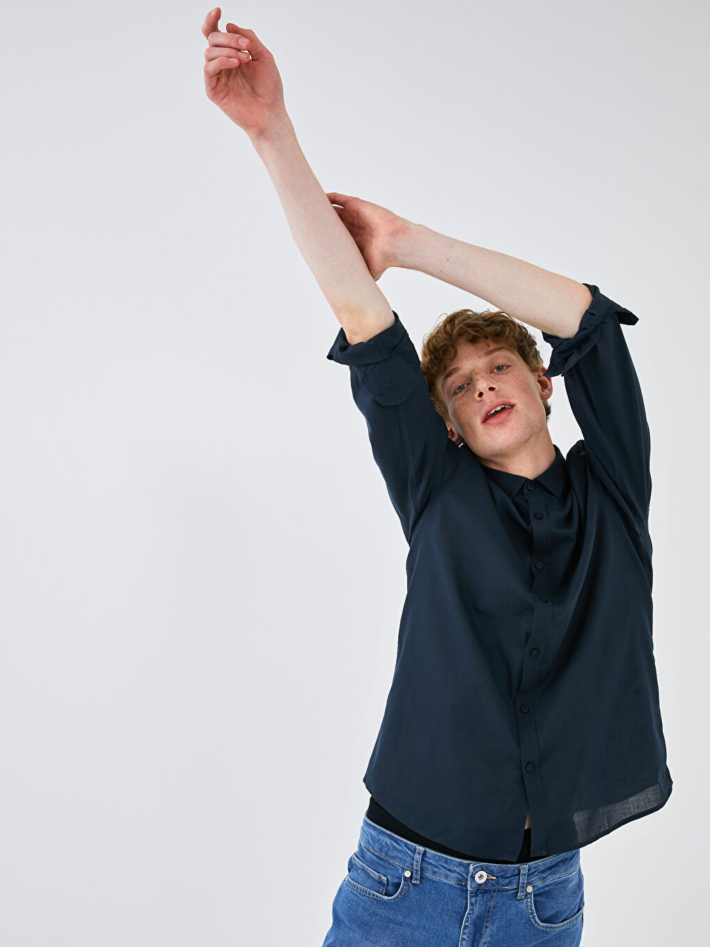 Slim Fit Long Sleeve Men's Shirt-2