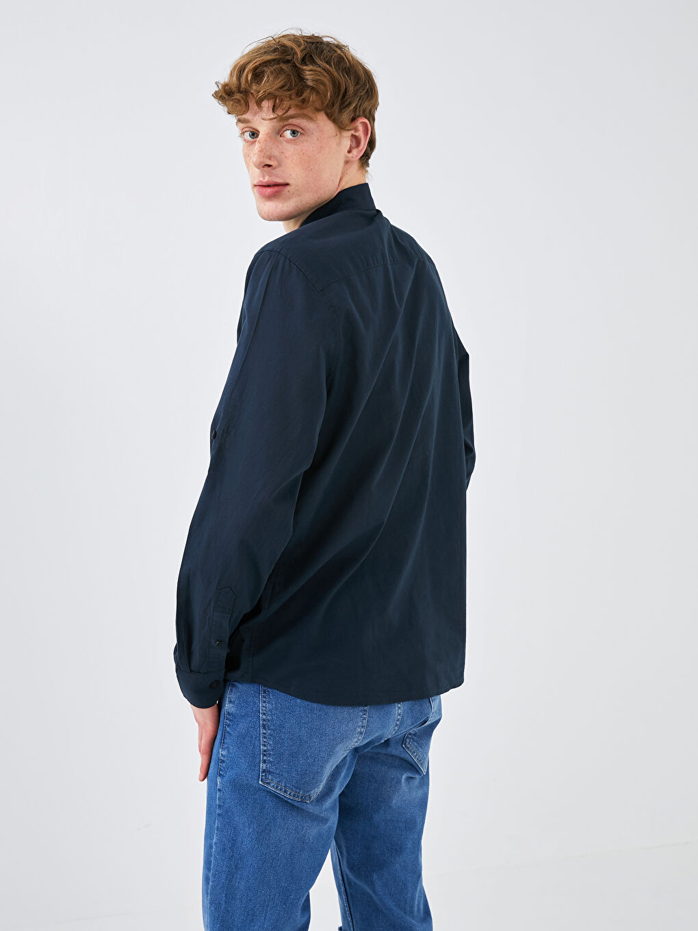 Slim Fit Long Sleeve Men's Shirt-5