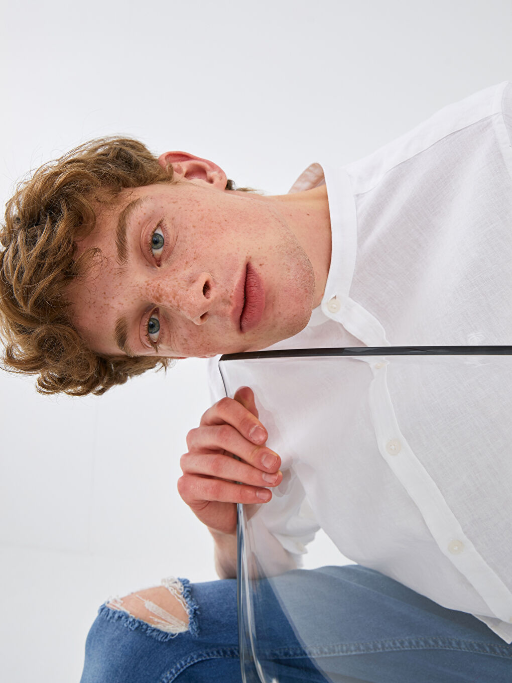 Beyaz Slim Fit Uzun Kollu Erkek Gömlek-2