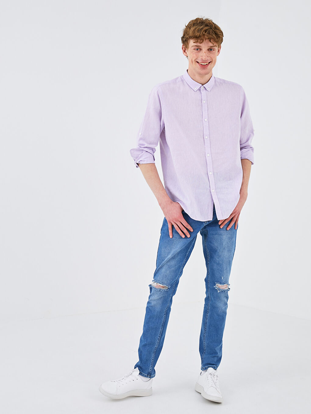 Slim Fit Long Sleeve Men's Shirt-2