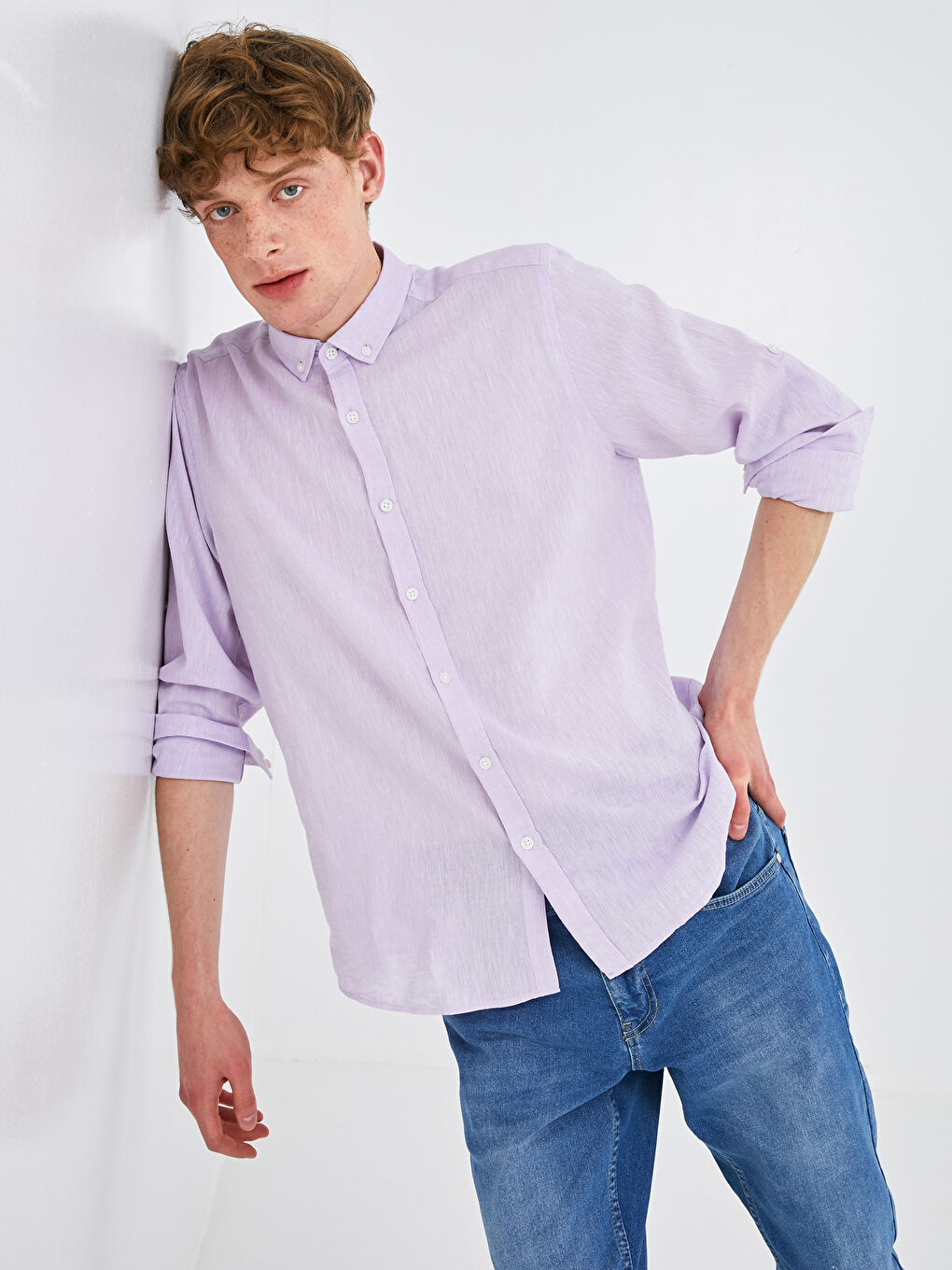 Slim Fit Long Sleeve Men's Shirt-4