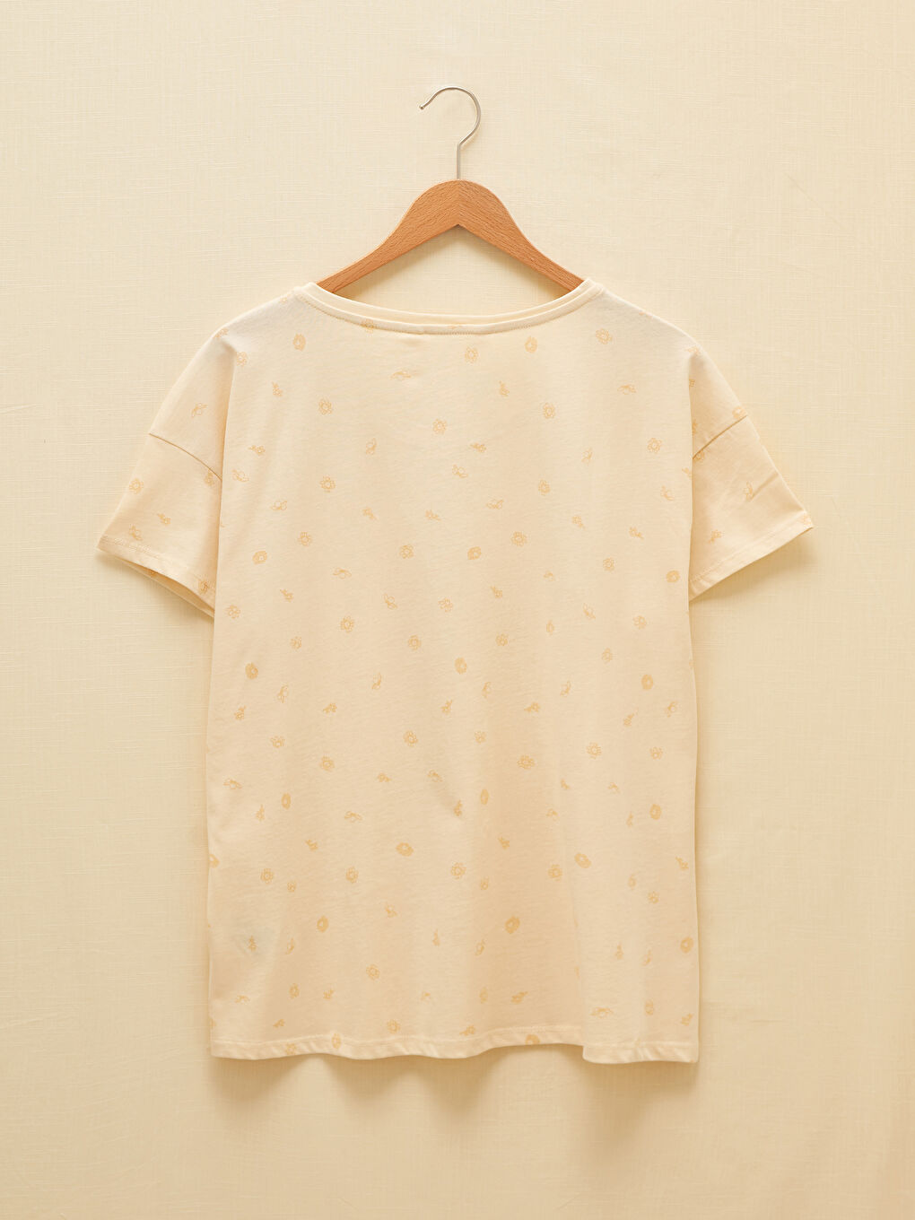 Sarı Bisiklet Yaka Doğal Boya İle Boyanmış Pamuklu Kadın Şortlu Pijama Takımı-9