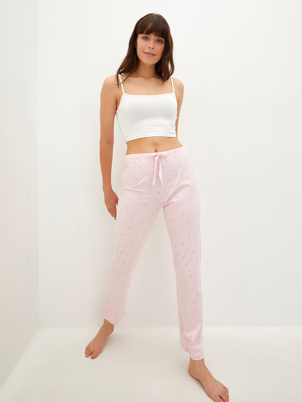 Elastischer Bund Gemusterte Baumwolle Pyjama-Hosen für Damen-4