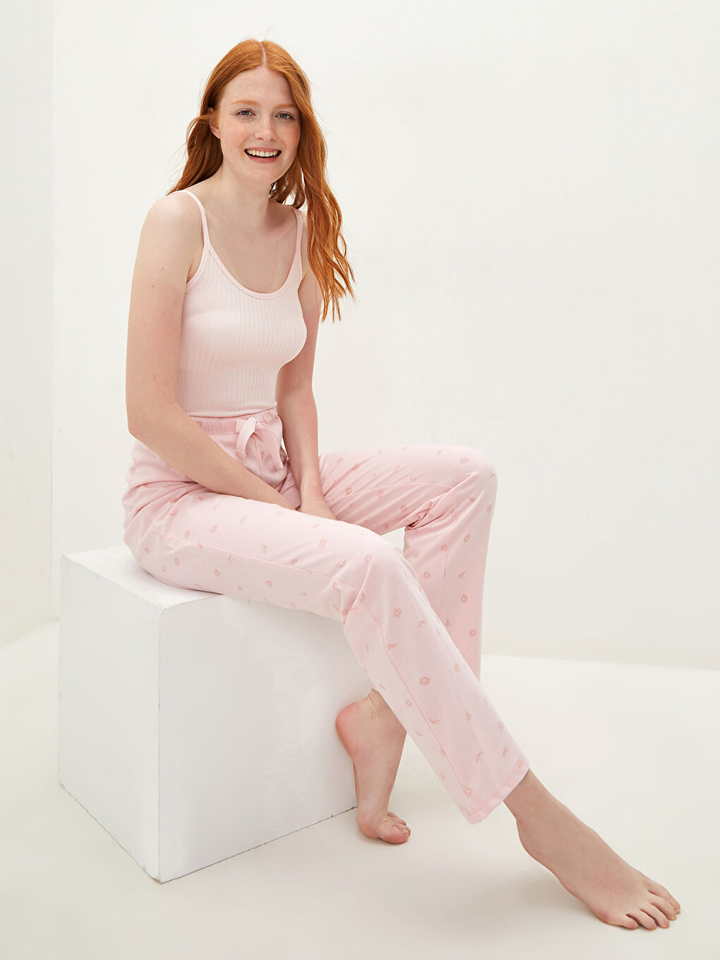 Elastischer Bund Gemusterte Baumwolle Pyjama-Hosen für Damen