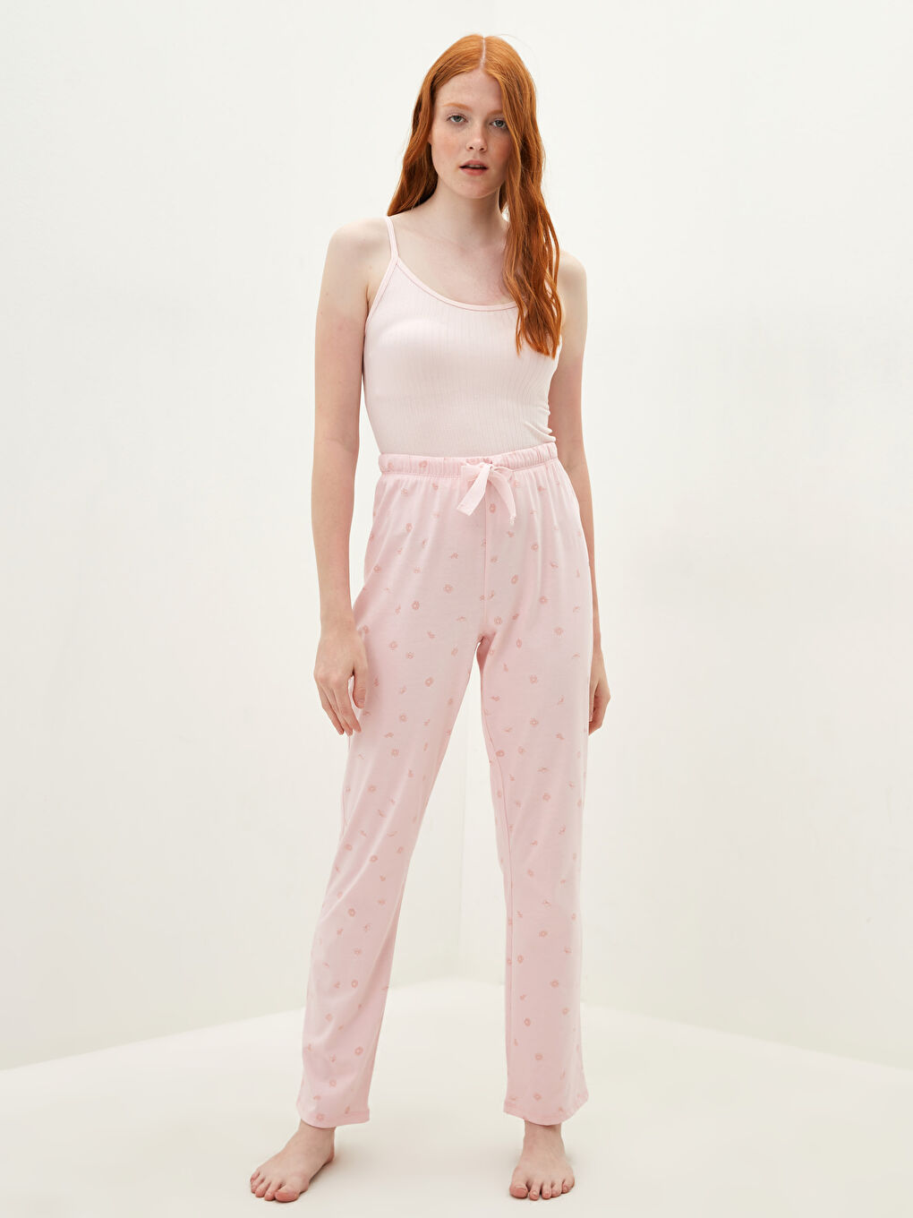 Elastischer Bund Gemusterte Baumwolle Pyjama-Hosen für Damen-1