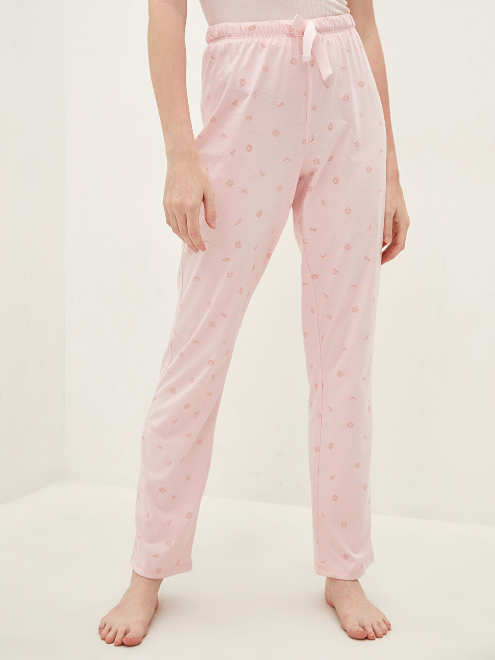 Elastischer Bund Gemusterte Baumwolle Pyjama-Hosen für Damen-2
