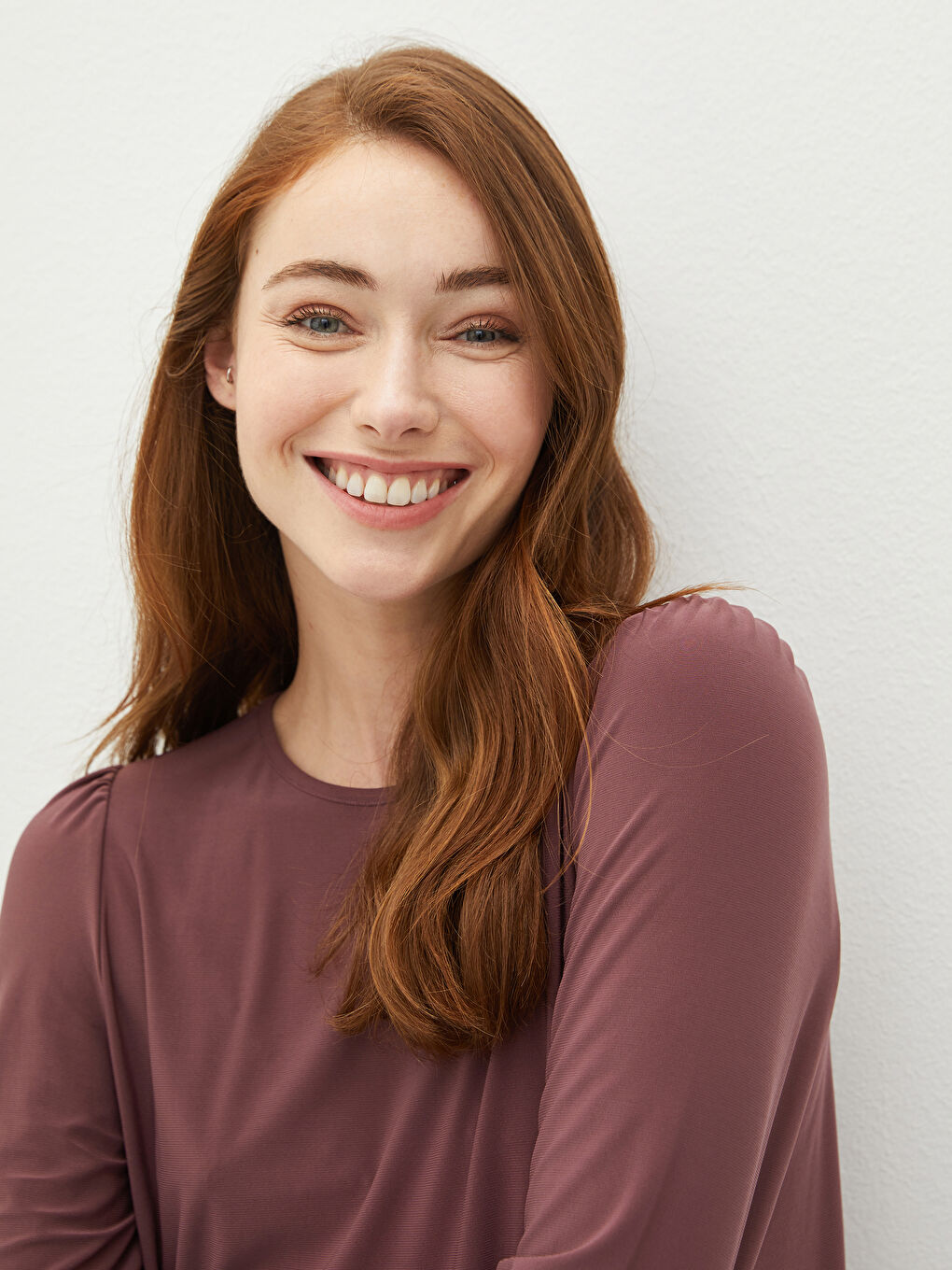 Pembe Bisiklet Yaka Düz Uzun Kollu Kadın Tunik-3