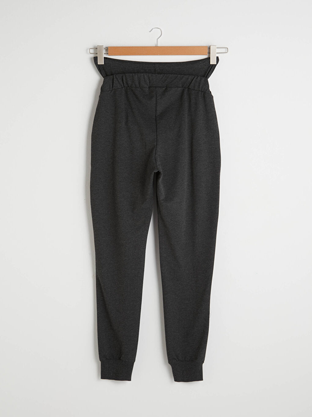 Antrasit Beli Lastikli Karın Panelli Hamile Eşofman Alt-5