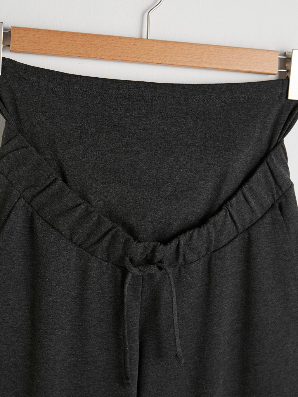 Antrasit Beli Lastikli Karın Panelli Hamile Eşofman Alt-6