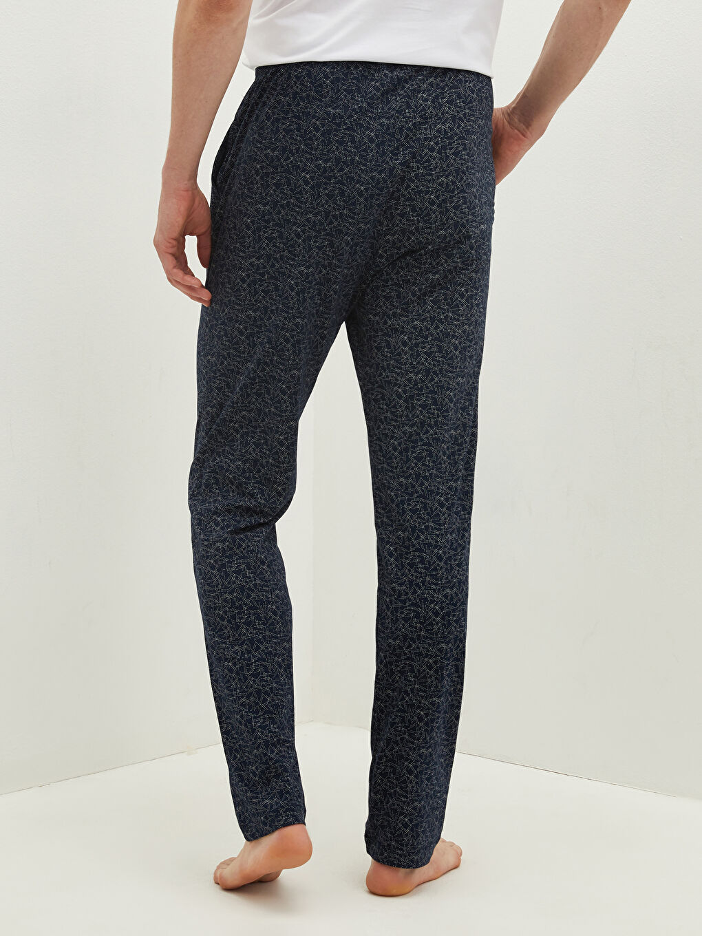 Lacivert Standart Kalıp Desenli Erkek Pijama Alt-4