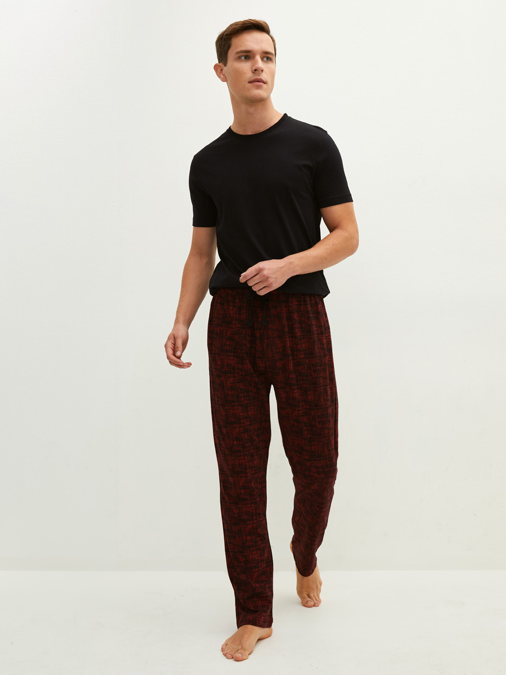 Bordo Standart Kalıp Erkek Pijama Alt-2