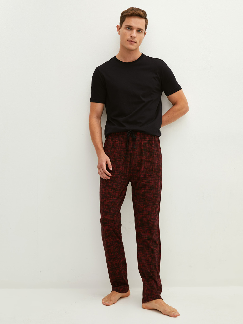 Bordo Standart Kalıp Erkek Pijama Alt