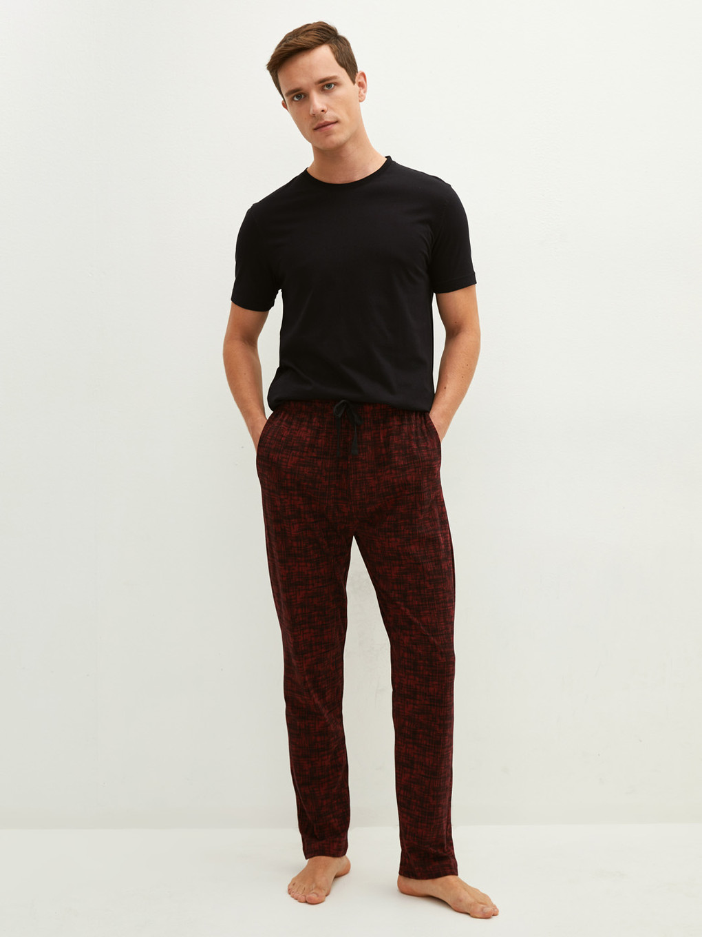 Bordo Standart Kalıp Erkek Pijama Alt-1