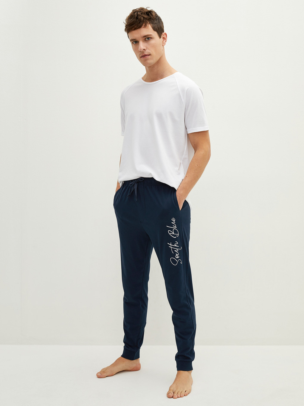 Lacivert Standart Kalıp Baskılı Erkek Pijama Alt