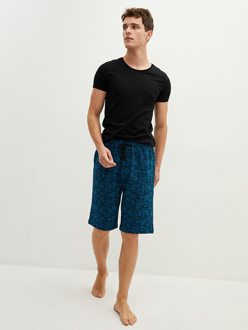 Lacivert Standart Kalıp Erkek Pijama Alt Şort