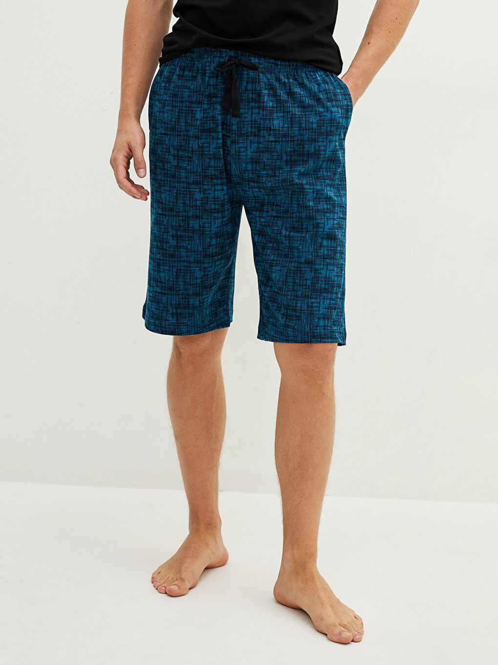 Lacivert Standart Kalıp Erkek Pijama Alt Şort-2