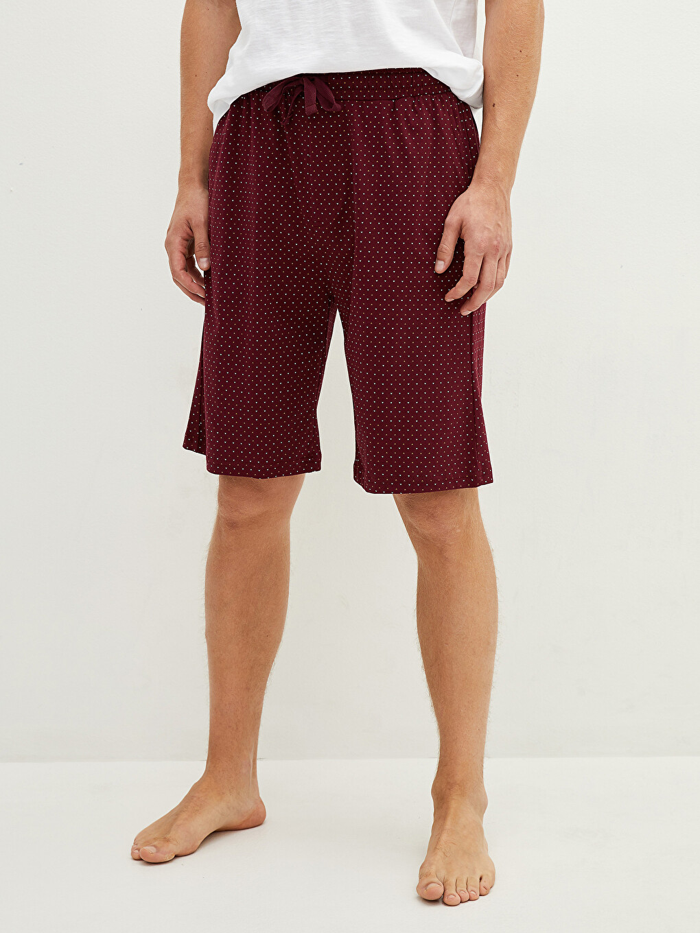 Bordo Standart Kalıp Pamuklu Erkek Pijama Alt Şort-2