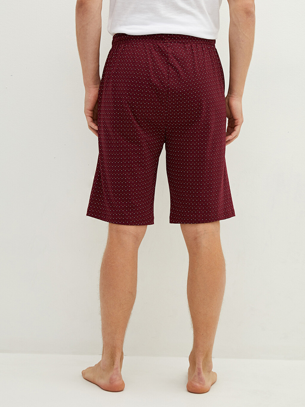 Bordo Standart Kalıp Pamuklu Erkek Pijama Alt Şort-3