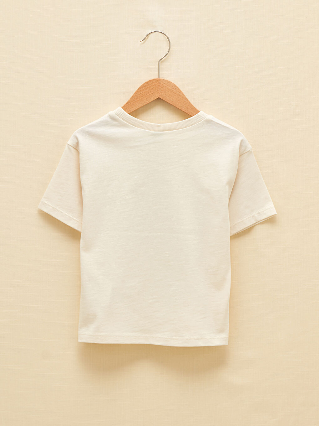 Bej Bisiklet Yaka Kısa Kollu Mickey Mouse Baskılı Erkek Bebek Tişört-2