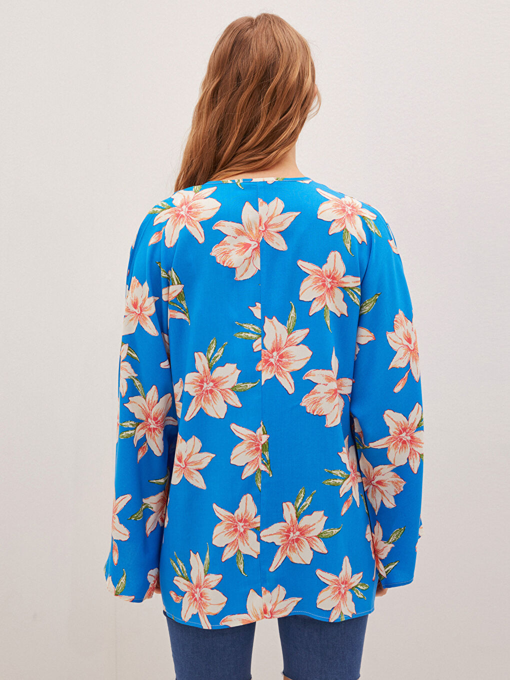 Kimono en Viscose à Manches Larges Imprimé Floral pour Femmes-4