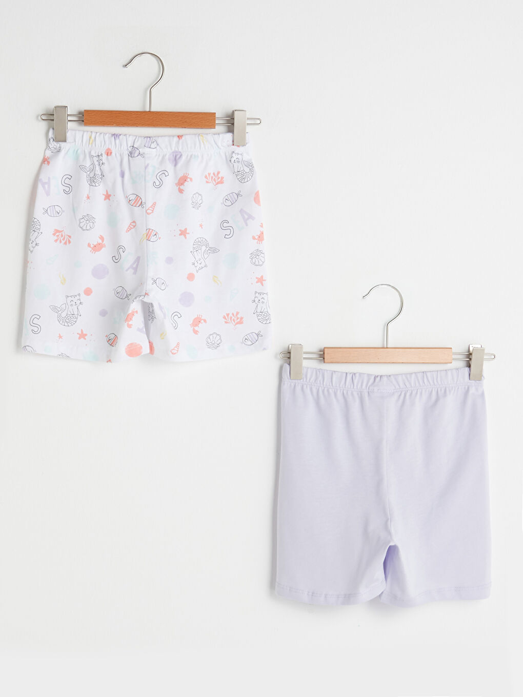 شورت بناتي مطبوع بخصر مرن - قطعتين-1