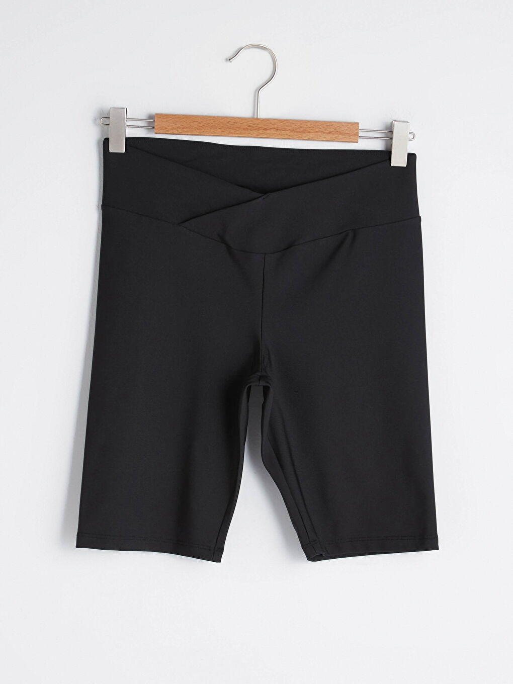 Women's Elastic Waist Plain Sports Biker Leggings-5