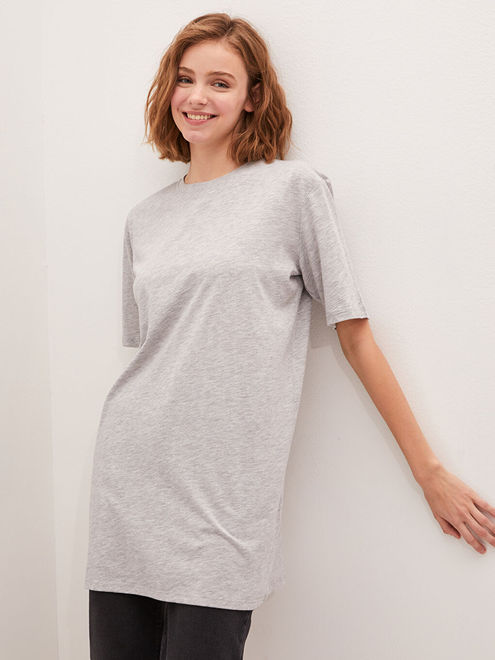 Rundhalsausschnitt Schlicht Kurzarm Tunika für Damen-3