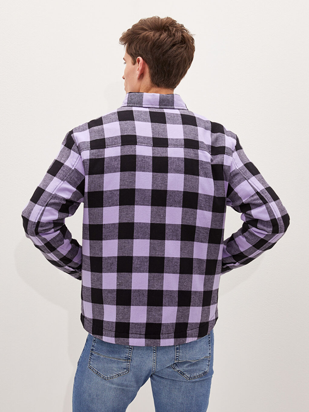 Manteau Pour Hommes Coupe Slim À Col De Chemise Large-3